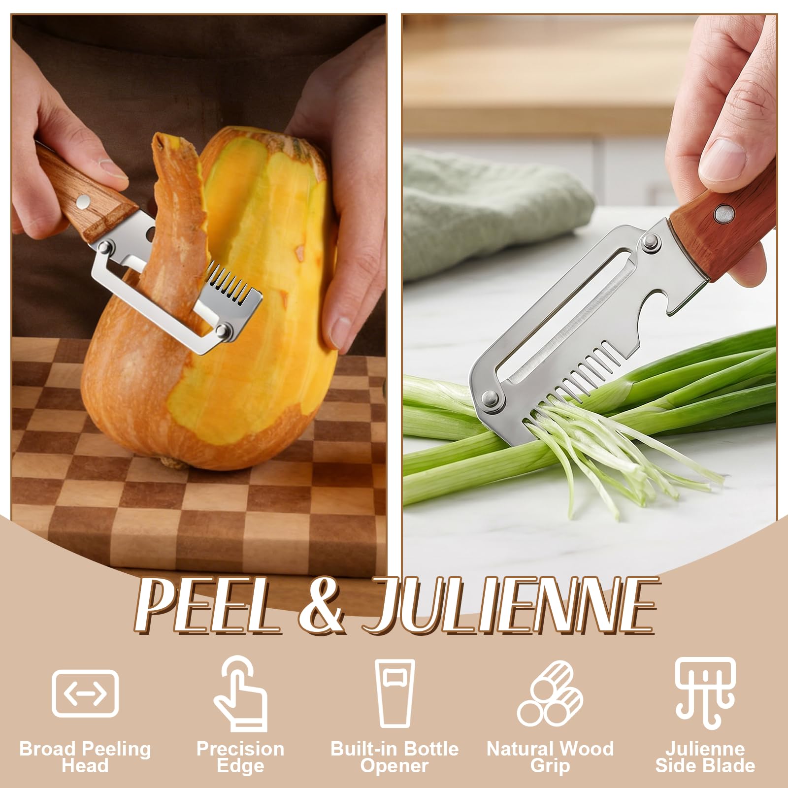 مقشرة خضروات 3 في 1 بمقبض خشبي - مراجعة Kitchen Gadgets And Equipment وسعره