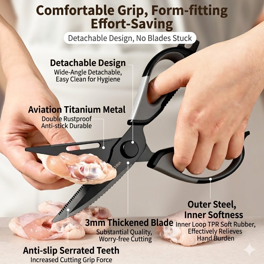 مقص مطبخ من التيتانيوم لقطع عظ - مراجعة Kitchen Gadgets Oxo وسعره